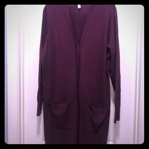Long sweater coat wine color